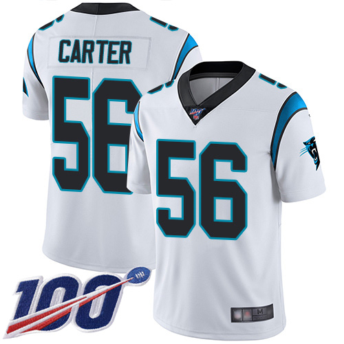Carolina Panthers Limited White Youth Jermaine Carter Road Jersey NFL Football #56 100th Season Vapor Untouchable